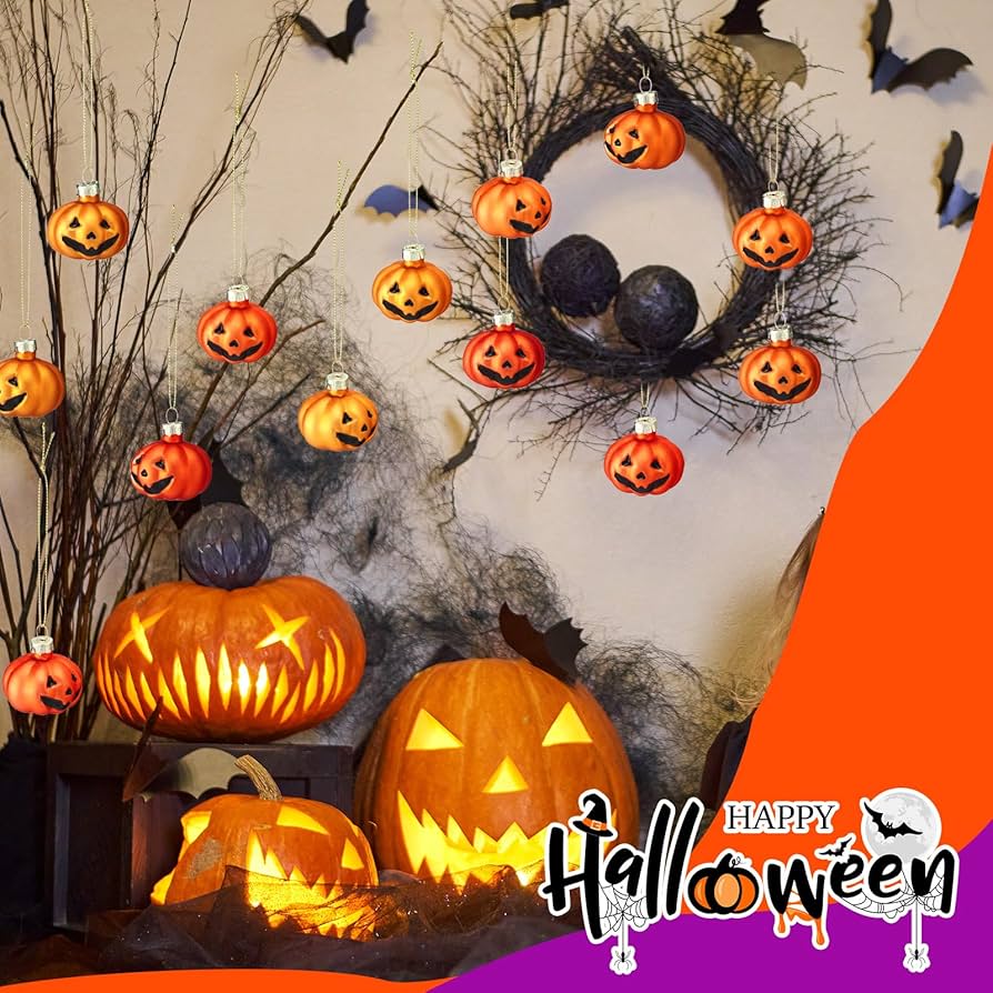 美品レア　ハロウィン ガラスオーナメント　36セット　ジョンデリアン好きにも Amazon.co.jp: 12個 ハロウィンガラスジャックOランタン 小さな